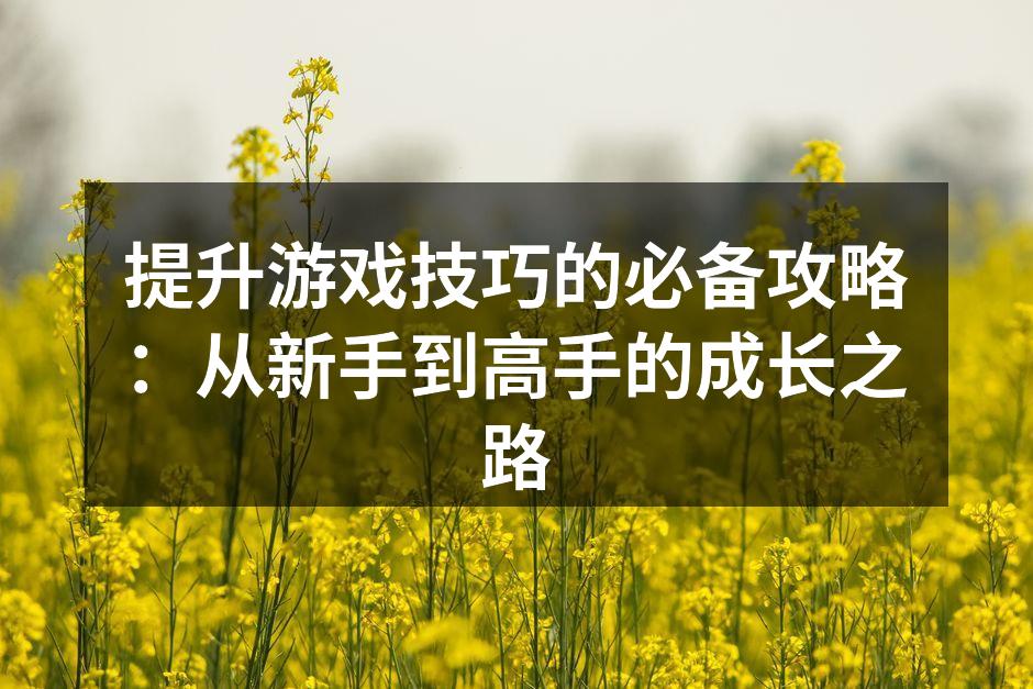 提升游戏技巧的必备攻略：从新手到高手的成